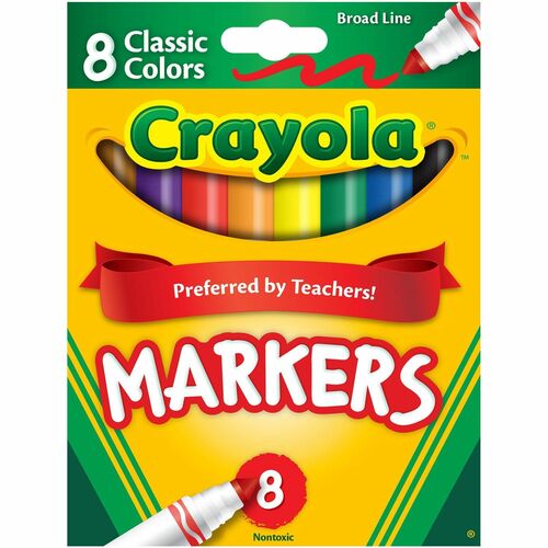 Crayola Classic Markers, Broad Tip, Water-Based, 8/ST, Assorted