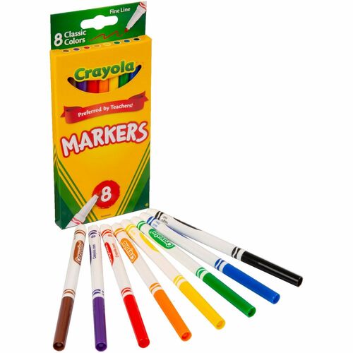 Crayola Classic Markers, Fine Tip, 8/ST, Assorted