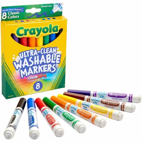 Crayola Washable Markers, Broad Tip, Nontoxic, 8/ST, Assorted