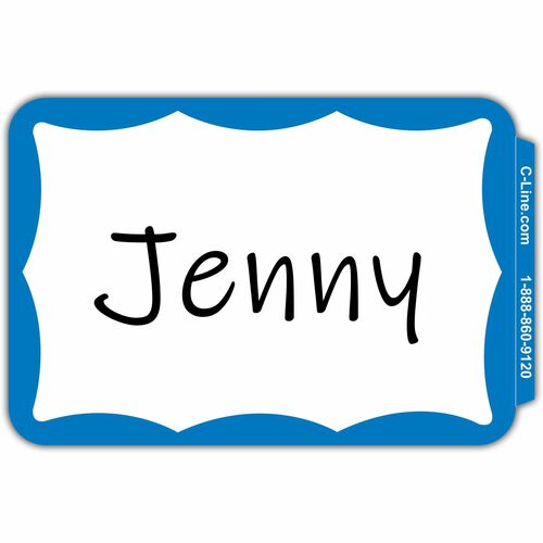 C-Line Name Badges, 3-1/2"x2-1/4", 100/BX, Blue Border