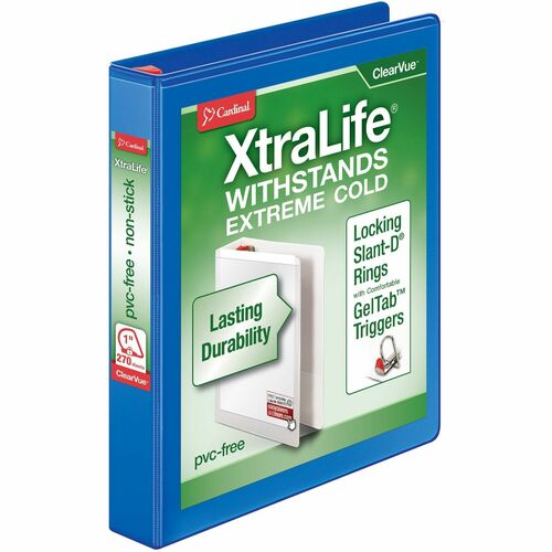 Cardinal Clearvue Binder, D-Ring,1" Capacity, 11"x8-1/2", Blue