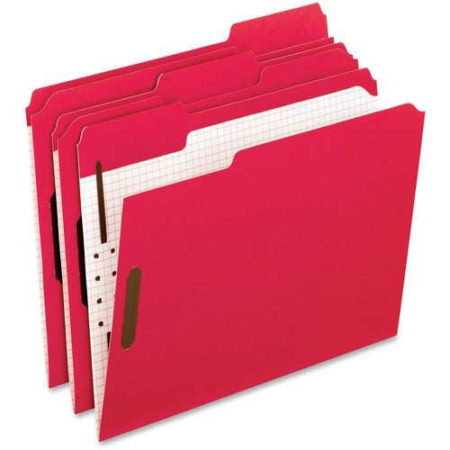 Pendaflex Folders, 2 Fasteners, 1/3 Tab Cut, Letter, 50/BX, Red