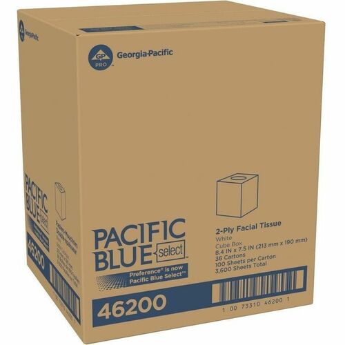 Georgia-Pacific Facial Tissue, 2 Ply, Cube Box,100/Box,WE-GPC46200