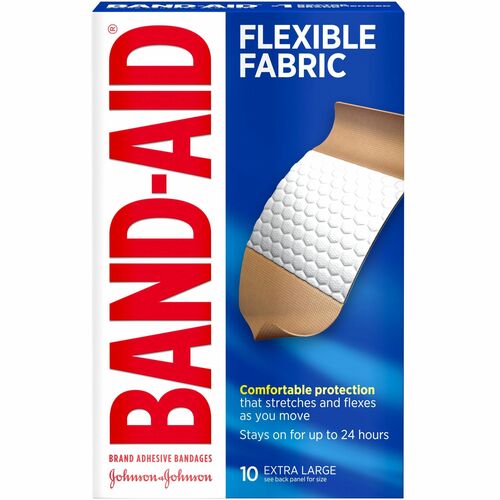 Johnson & Johnson Bandages, Flexible, Extra Large, 1-1/4"x4", 10/BX