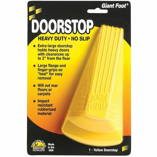 Master Caster Giant Foot Doorstop, 3-1/2"x6-3/4"x2", Safety Yellow