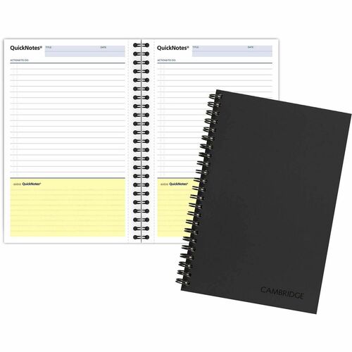Mead QuickNotes Notebook, 1 Subject, 80 Sheets, 8"x5", Black