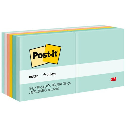 3M Post-it Notes, Original, 3"x3", 100Sht/PD, 12/PK, Marseille