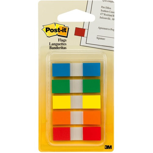 3M Portable Post-it Flags,1/2"x1-3/4",100/PK,Standard Ast.