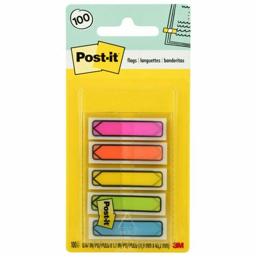 3M Standard Arrow Flags, 1/2"x1-3/4", 80/PK, Assorted Bright