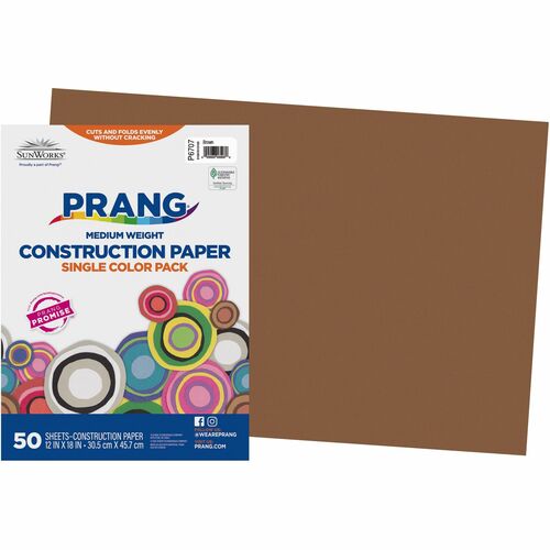 Pacon Construction Paper,Smooth Textured,12"x18",50/PK,Brown