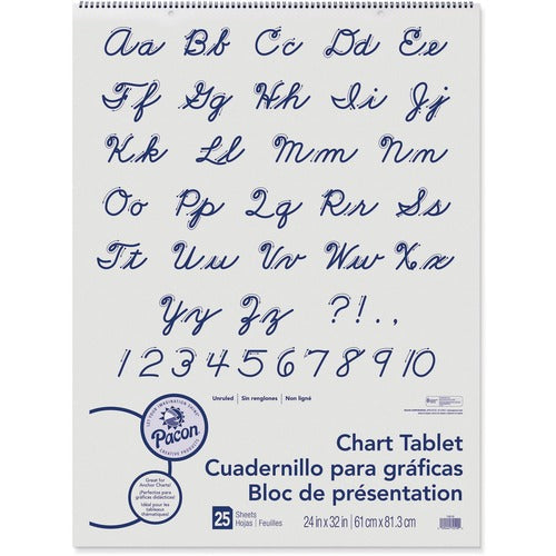 Pacon Chart Tablet, With Cursive Cover, Unruled, 25 Shts, 24"x32"
