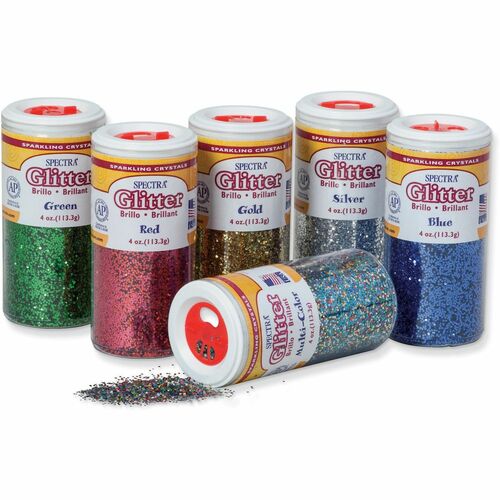 Pacon Sparkling Glitter Jars, 4 oz., 6/ST Assorted Colors
