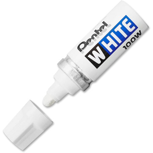 Pentel Felt Tip White Marker, Broad Point, White
