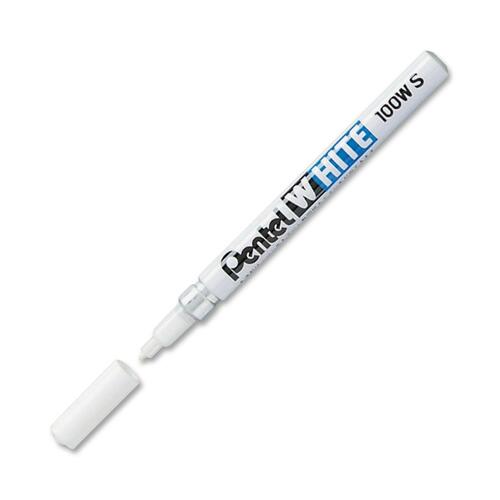 Pentel Felt Tip White Marker, Fine Point, White