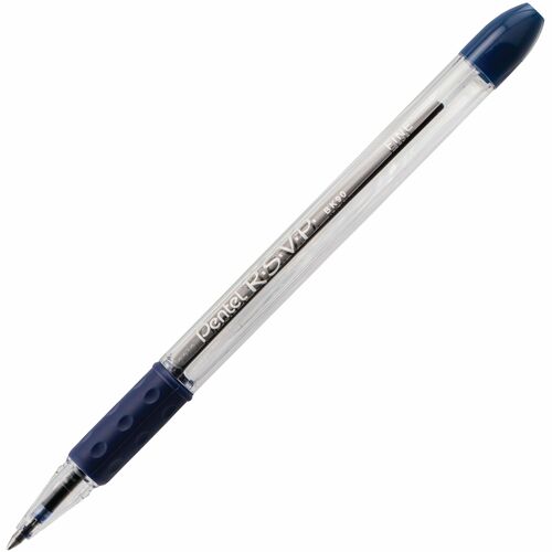 Pentel Ballpoint Pen, Fine Point, Blue Ink/Clear Barrel