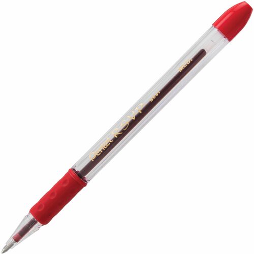 Pentel Ballpoint Pen, Medium Point, Red Ink/Clear Barrel