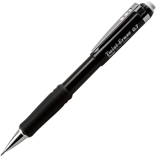 Pentel Mechanical Pencil, W/ Twist Eraser, 0.7 mm, Black