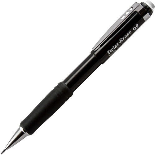 Pentel Mechanical Pencil, W/ Twist Eraser, 0.9 mm, Black