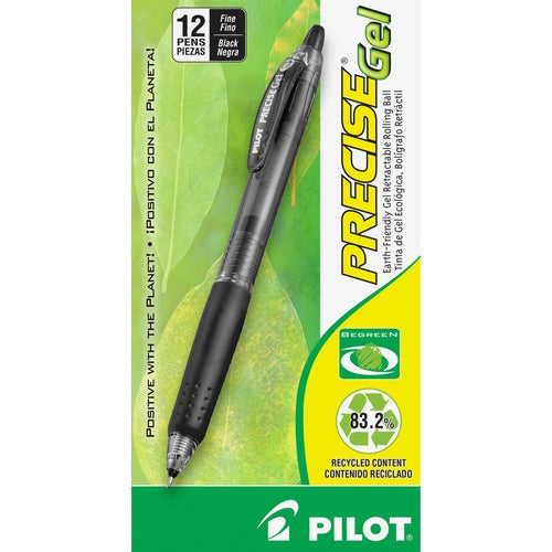 Pilot Gel Pen, Retractable, Refillable, Fine Point, 1 DZ, BK Ink