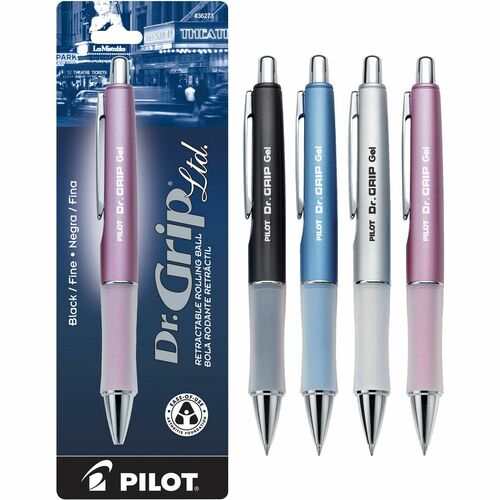 Pilot Pen, Gel, Retractable, Black Ink/Assorted Barrel