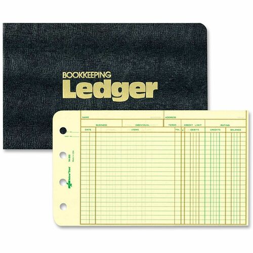 Rediform 4-Ring Ledger Outfit,A-Z Tab Index,100-Pg,5"x8-1/2",BK Cvr