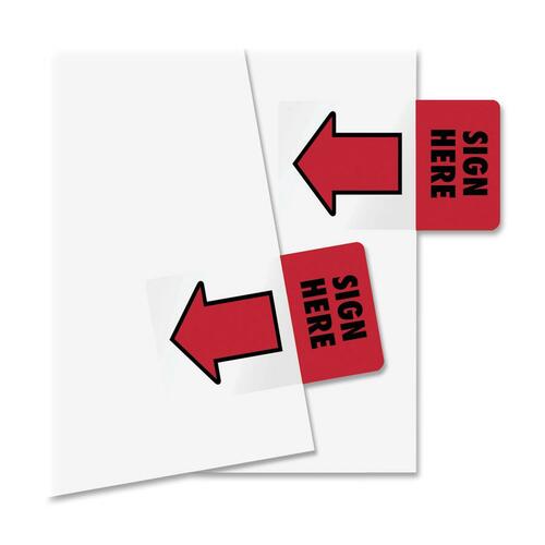 Redi-tag "Sign Here" Flag, 1-11/16"x1", 50 Flags/PK, Red