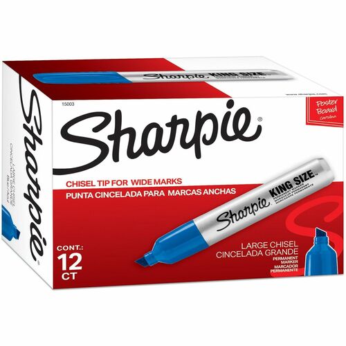 Newell Brands Marker, Permanent, King Size, Chisel Point, Blue Ink