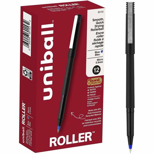 uni-ball Corporation Rollerball Pen, Micro Point, 0.5mm, Blue Ink
