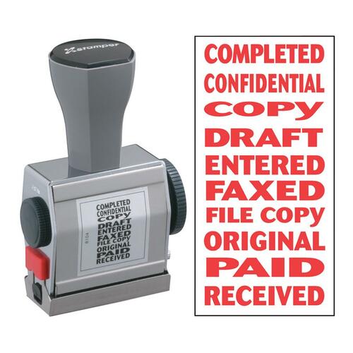 Shachihata Inc Pre-Inked Stamp, 10 Phrases, 3/16"x1-1/2", Red