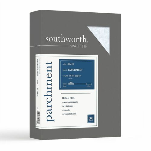 Southworth Fine Parchment Paper, 24Lb, 8-1/2"x11", 500/BX, Blue