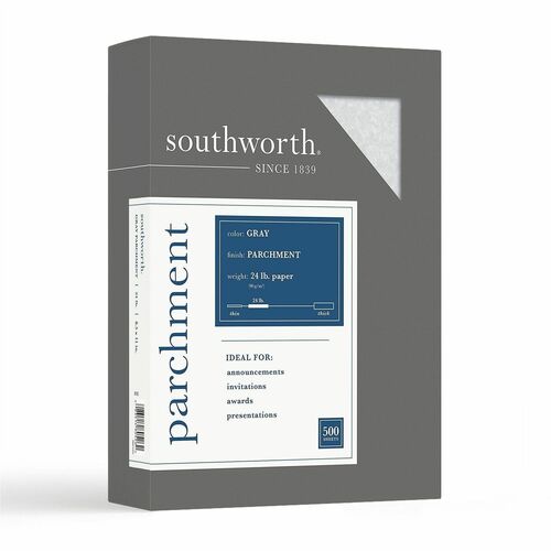 Southworth Fine Parchment Paper, 24Lb, 8-1/2"x11", 500/BX, Gray