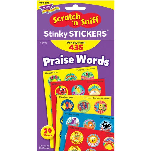 Trend Enterprises Stinky Stickers Praise Word Jumbo Pack, 435 Large Round