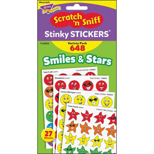 Trend Enterprises Stinky Stickers, Smiles/Stars, Photo Safe, 648 Stickers/PK