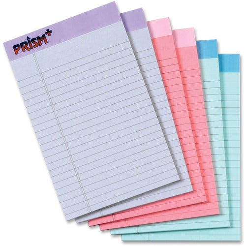 Tops Paper Pad,Jr. Legal Ruled,50 Sheets,5"x8",6/PK,AST Pastel