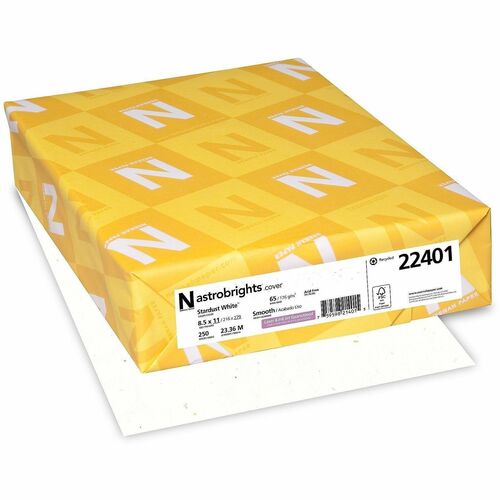 Wausau Papers Cardstock, 65 lb, 8-1/2"x11", 250/PK, Stardust White