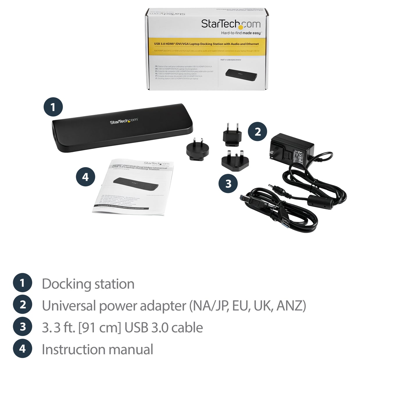 StarTech.com USB3SDOCKHDV laptop dock/port replicator Wired USB 3.2 Gen 1 (3.1 Gen 1) Type-B Black