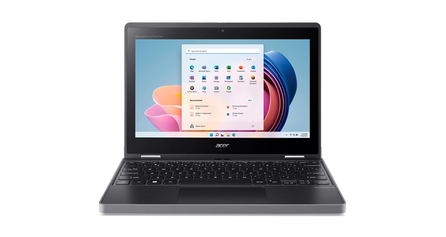 Acer TravelMate Spin B3 TMB311RN-33-C62J Intel® Celeron® N N100 Hybrid (2-in-1) 11.6" Touchscreen HD 8 GB LPDDR5-SDRAM 128 GB SSD Wi-Fi 6 (802.11ax) Windows 11 Pro Education Black