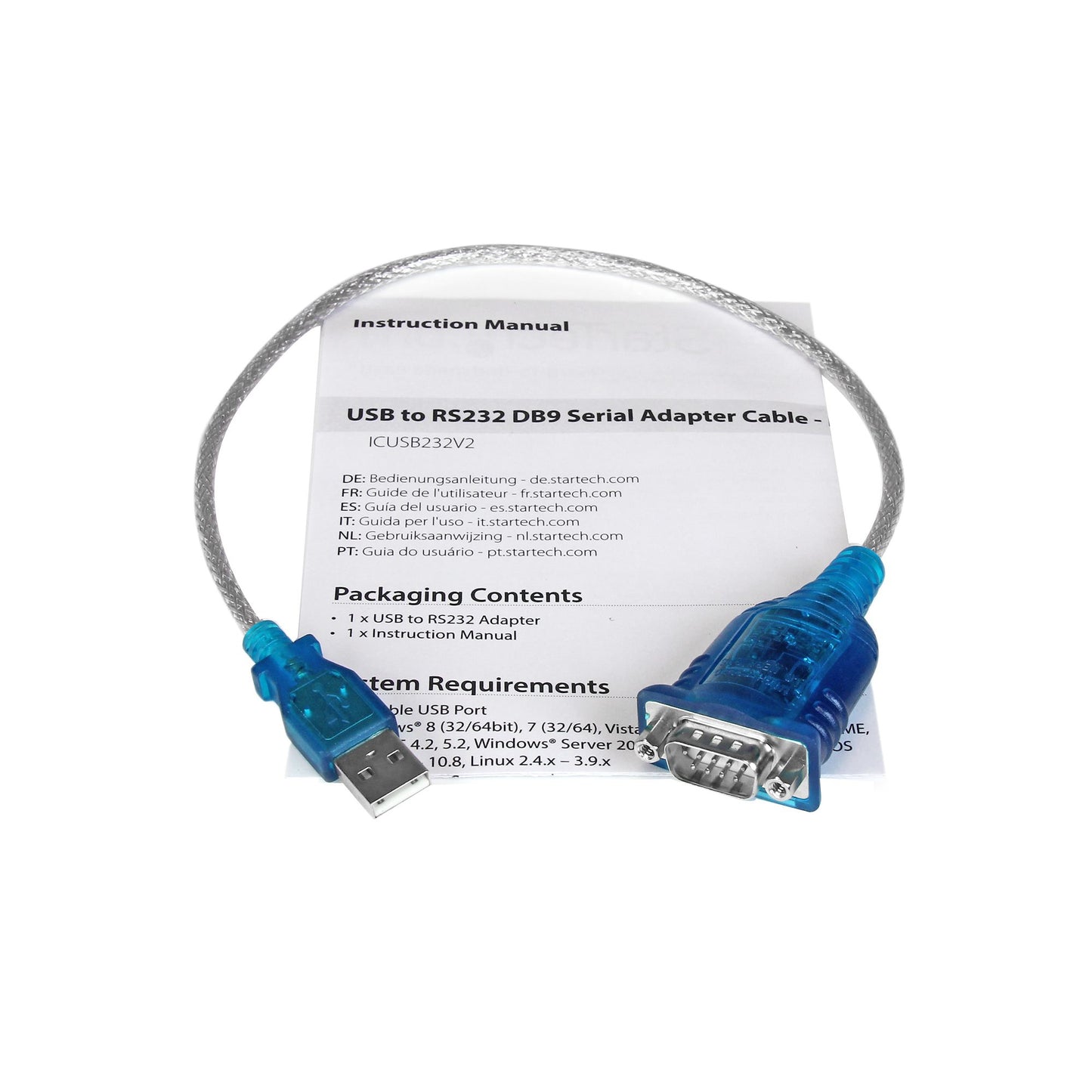 StarTech.com ICUSB232V2 serial cable Gray 16.9" (0.43 m) USB 2.0 Type-A DB-9