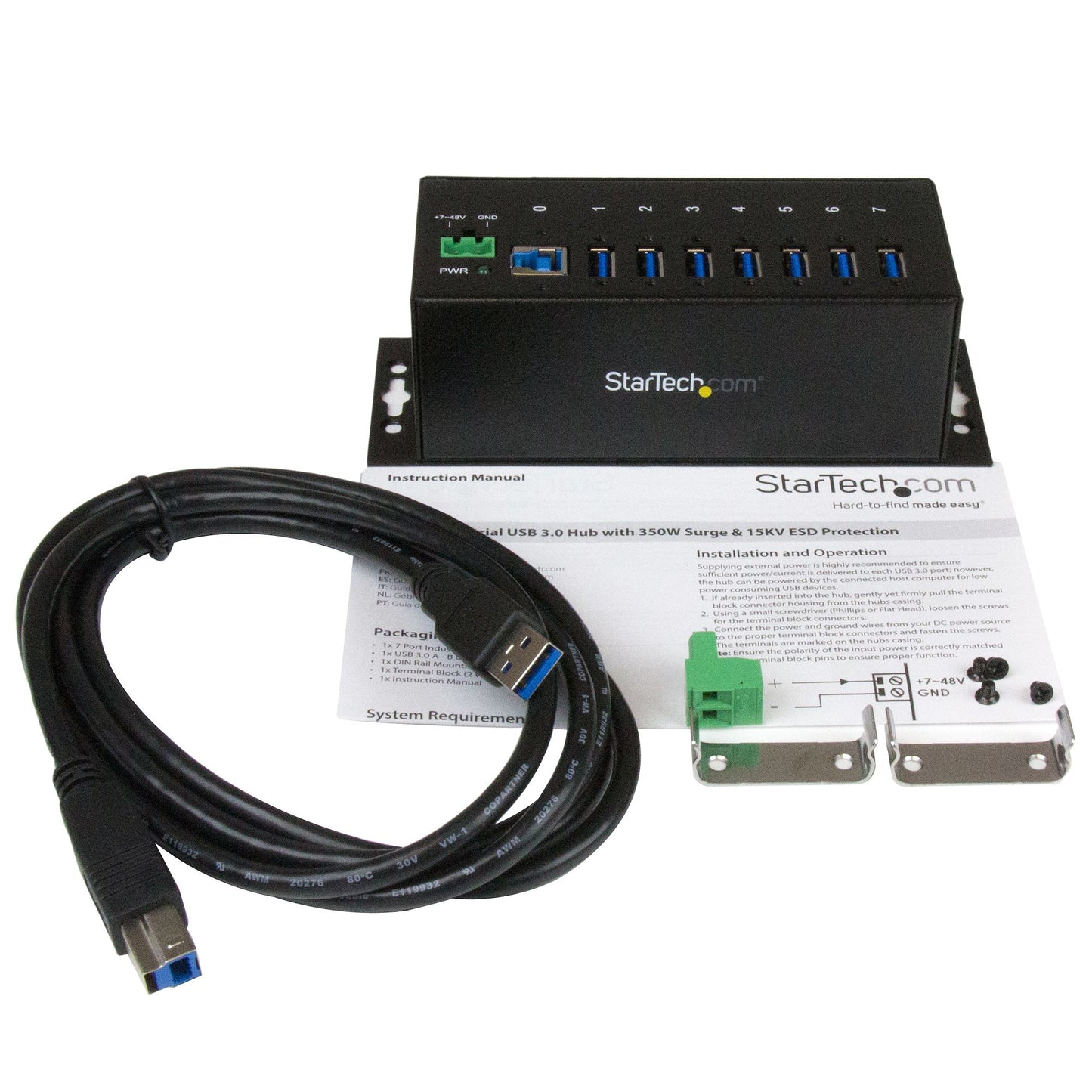 StarTech.com ST7300USBME interface hub USB 3.2 Gen 1 (3.1 Gen 1) Type-B 5000 Mbit/s Black