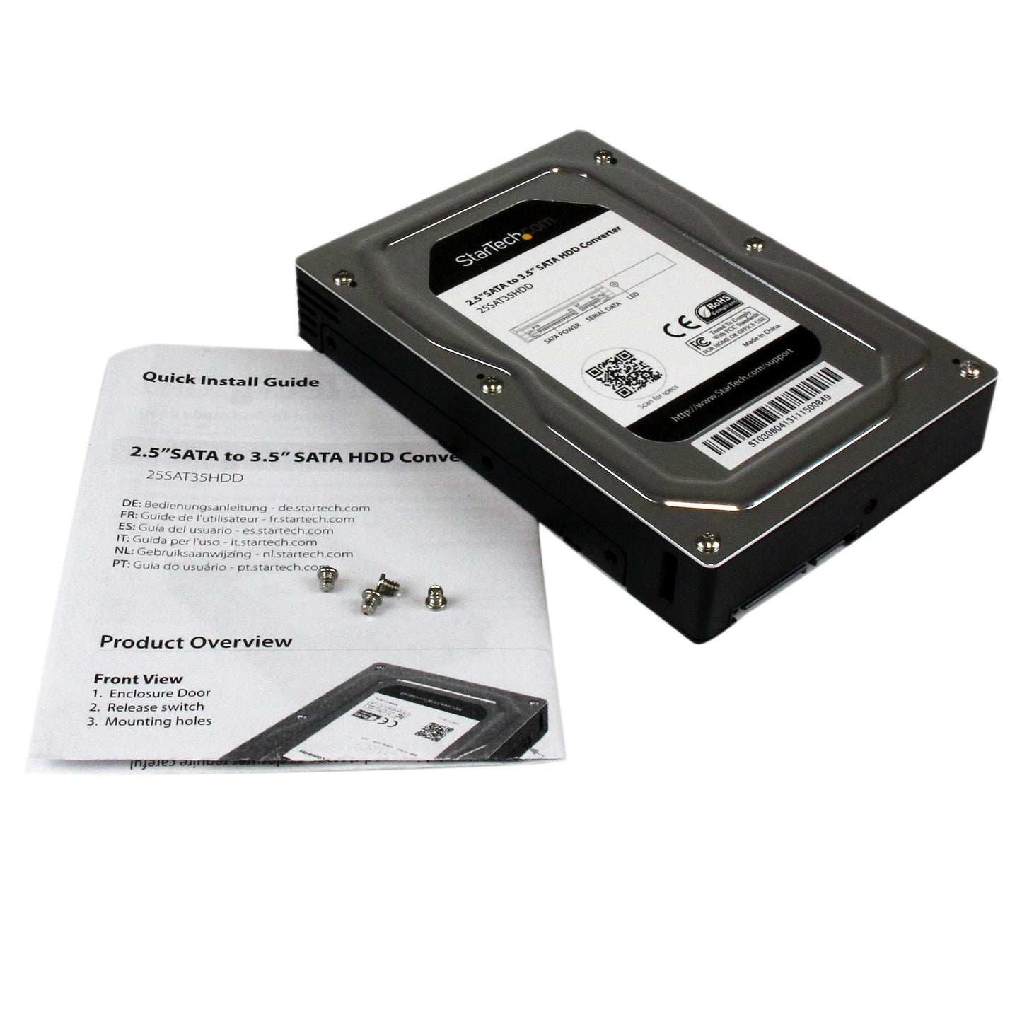 StarTech.com 25SAT35HDD drive bay panel 3.5" Storage drive tray Black, Silver