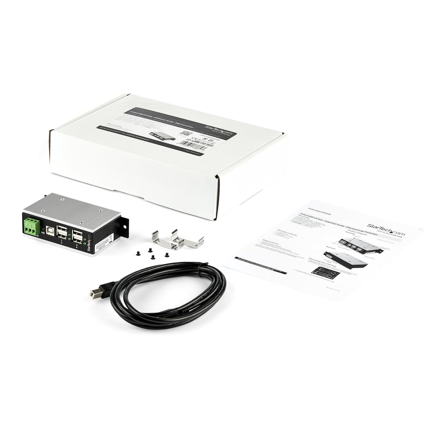 StarTech.com HB20A4AME interface hub USB 2.0 Type-B 480 Mbit/s Black