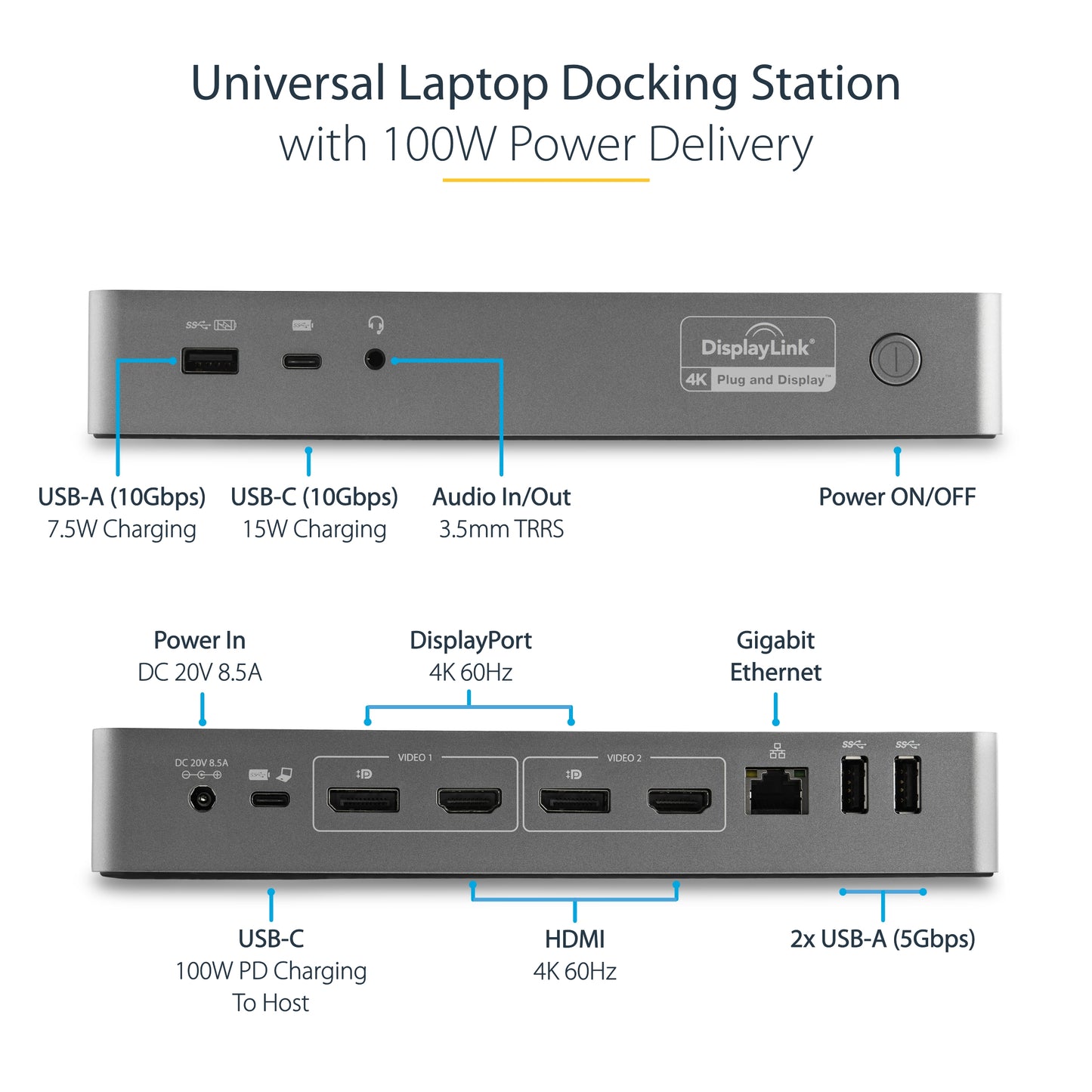 StarTech.com DK30C2DPEP laptop dock/port replicator Wired USB 3.2 Gen 1 (3.1 Gen 1) Type-C Black, Gray