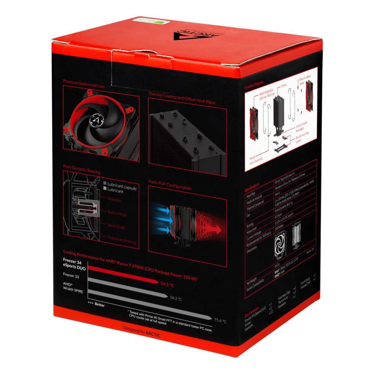 ARCTIC Freezer 34 eSports DUO Processor Cooler 4.72" (12 cm) Black, Red