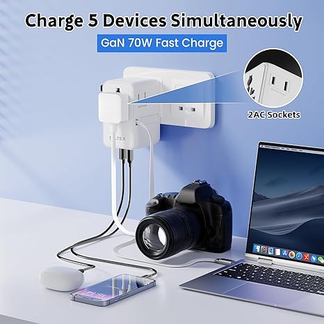 70W Charger with USB-C & USB-A Multiple Ports