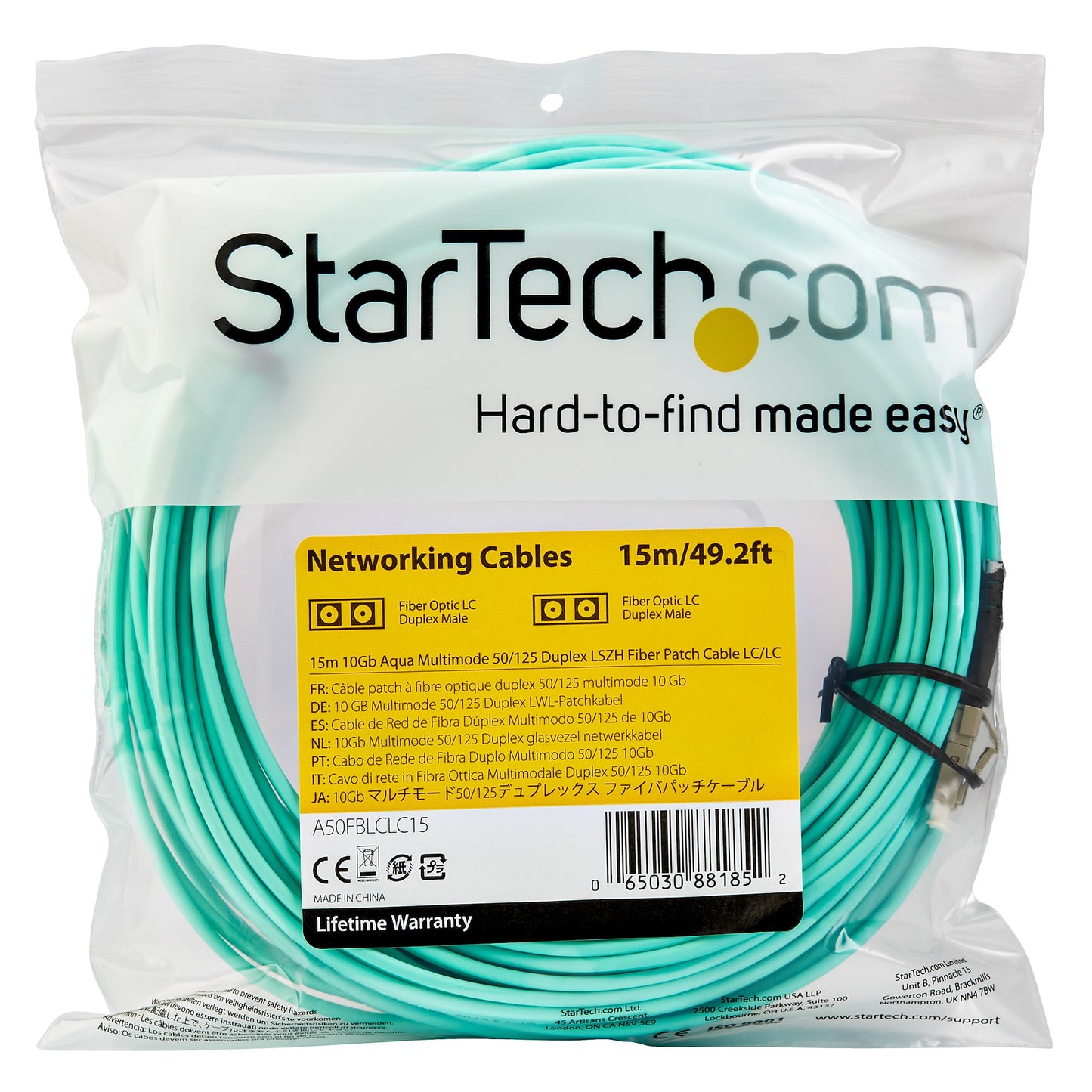 StarTech.com A50FBLCLC15 InfiniBand/fibre optic cable 590.6" (15 m) LC Aqua color
