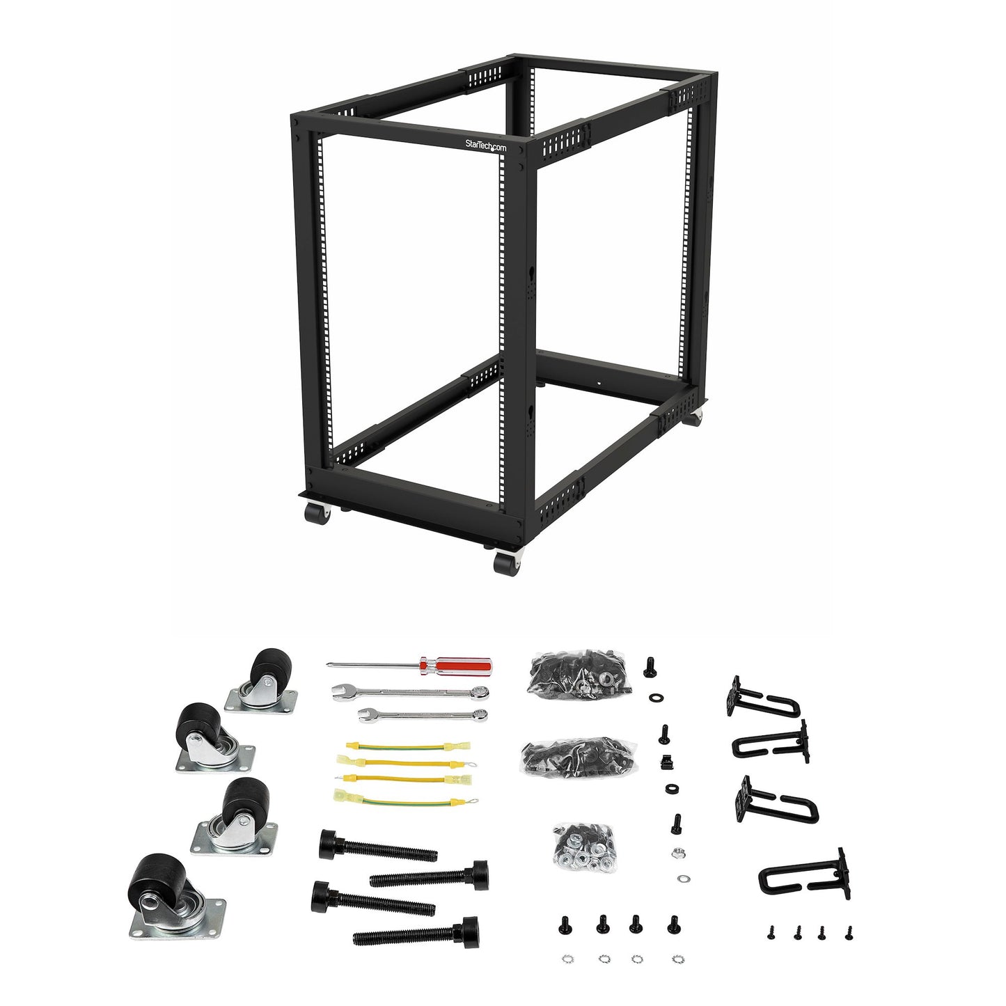 StarTech.com 4POSTRACK18U rack cabinet 18U Freestanding rack Black