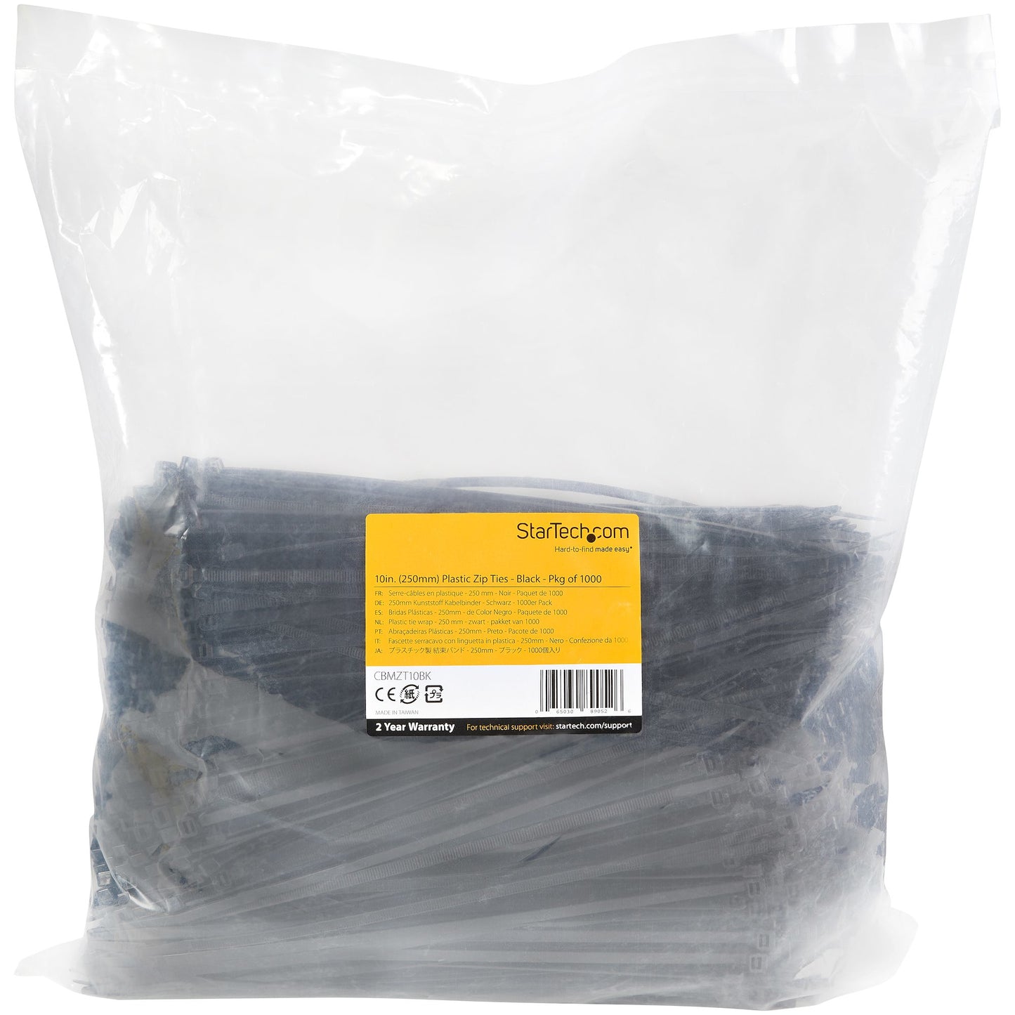 StarTech.com CBMZT10BK cable tie Releasable cable tie Nylon, Plastic Black 1000 pc(s)
