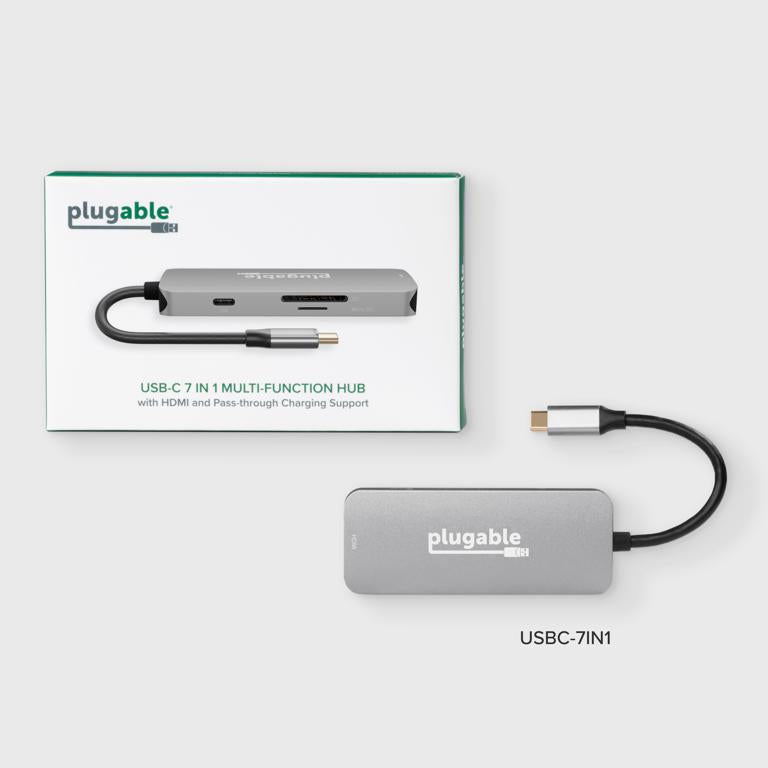 Plugable Technologies USBC-7IN1 laptop dock/port replicator Wired USB 3.2 Gen 1 (3.1 Gen 1) Type-C Black