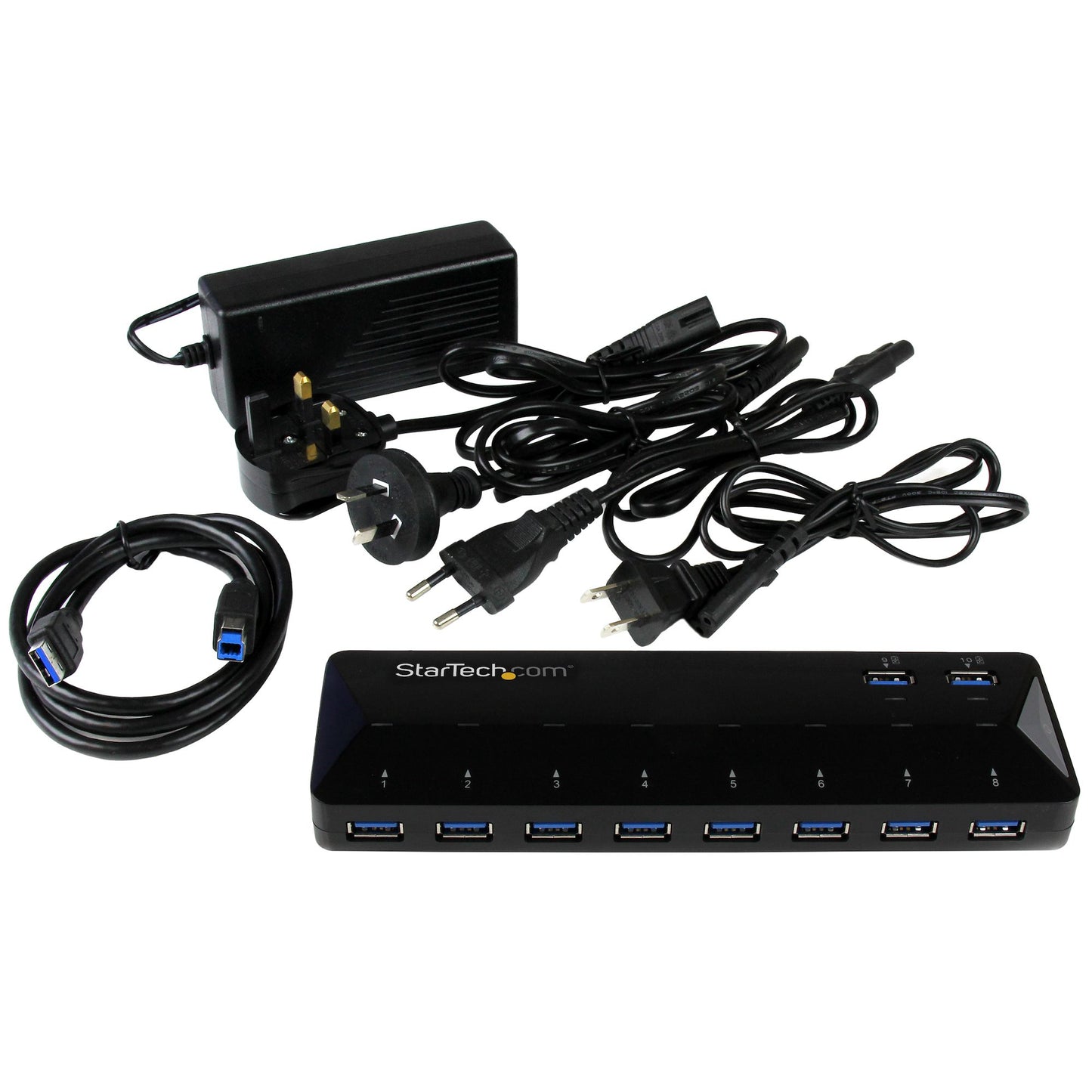 StarTech.com ST103008U2C interface hub USB 3.2 Gen 1 (3.1 Gen 1) Type-B 5000 Mbit/s Black