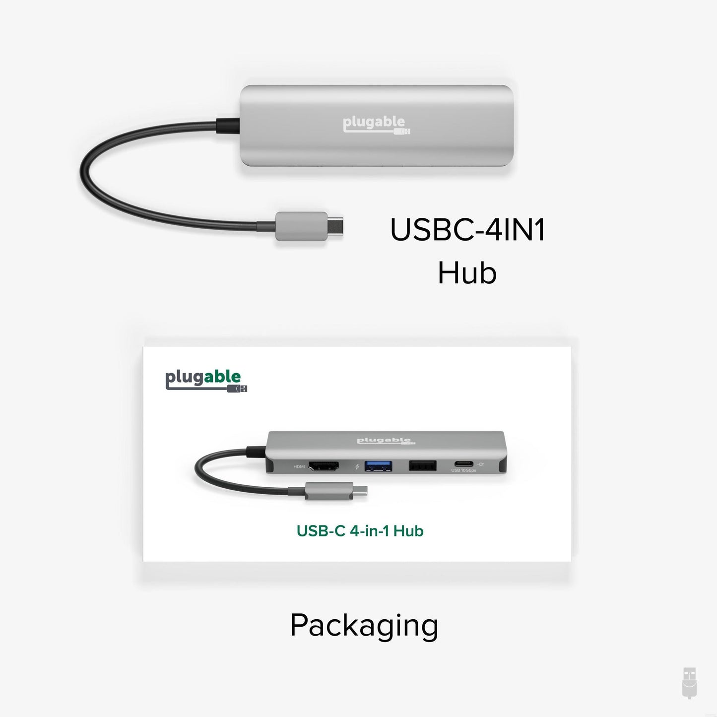 Plugable Technologies USBC-4IN1 laptop dock/port replicator Wired USB 3.2 Gen 2 (3.1 Gen 2) Type-C Silver